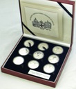 Zestaw 9 monet SREBRO 100 lirów Malta Jan Paweł II