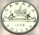 Kanada 1 Dolar Dollar 1966 Kanu Canoe SREBRO