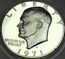 USA 1 dolar One Dollar 1971 Eisenhower L LUSTRO PROOF SREBRO