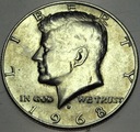 USA 1968 1/2 Dolara Half Dollar Liberty John F Kennedy SREBRO