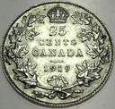 Kanada 25 centów 1919 Jerzy V George SREBRO