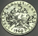 Francja 5 Franków Francs 1960 SREBRO
