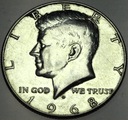 USA 1/2 Dolara 1968 Half Dollar Liberty JFK John F Kennedy SREBRO