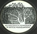 20 zł złotych 2008 Getto 65 rocznica Powstania W Getcie Warszawskiem SREBRO