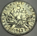 Francja 5 franków francs 1963 SREBRO