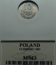 10 gr groszy 1961 MENNICZA MS63