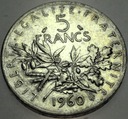 Francja 5 franków francs 1960 SREBRO