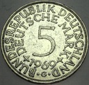 Niemcy 5 marek mark 1969 G SREBRO