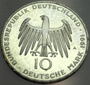 Niemcy 10 marek mark 1991 A Brama Brandenburska SREBRO
