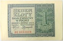 1941 1 zł Jeden Złoty, seria BE (nr 1)