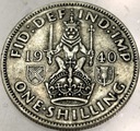 Anglia UK 1 szyling shilling 1940 Jerzy VI George SREBRO