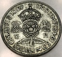 Anglia UK 2 szylingi shillings 1945 Jerzy VI George SREBRO