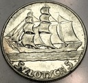 5 zł złotych 1936 Żaglowiec Żaglówka Statek SREBRO