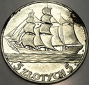 5 zł złotych 1936 Żaglowiec Żaglówka Statek SREBRO