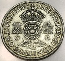 Anglia UK 2 szylingi shillings 1945 Jerzy VI George SREBRO