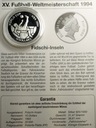 Fidżi 10 dolarów dollars 1993 Mistrzostwa Świata WORLD CUP FIFA 1994 SREBRO