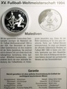 Malediwy 250 rufiyaa rupii 1993 Mistrzostwa Świata CUP FIFA USA 1994 SREBRO
