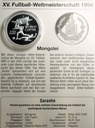 Mongolia 250 tugrik tugrików 1994 Mistrzostwa Świata WORLD CUP USA 1994