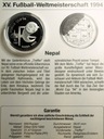 Nepal 500 rupii Rs 1992 Mistrzostwa Świata WORLD CUP FIFA USA 1994 SREBRO