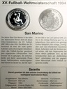 San Marino 500 lire lirów 1994 Mistrzostwa Świata WORLD CUP USA 1994 SREBRO