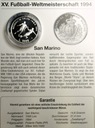 San Marino 1000 lire lirów 1994 Mistrzostwa Świata WORLD CUP FIFA USA 1994