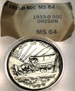 USA 1/2 Dolara 1933 D Denver OREGON Trial Memorial SREBRO BARDZO RZADKA
