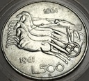 Włochy 500 lirów 1961 R Zjednoczenie Włoch 1861 SREBRO
