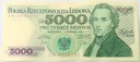 1982 5000 zł pięć tysięcy złotych Seria CN 4906390 Chopin banknot