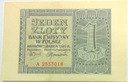 1940 1 zł Jeden Złoty, banknot seria A