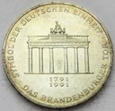 Niemcy 10 marek 1991 Brama Brandenburska SREBRO