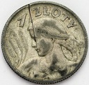 1 zł złoty 1925 Kobieta i kłosy żniwiarka kropka