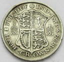 Wielka Brytania pół korony 1929 Jerzy V SREBRO