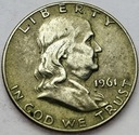 USA 1/2 dolara 1961 Half Dollar Franklin SREBRO
