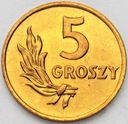 5 gr 1949 pięć groszy 1949, BRĄZ