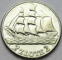 2 zł złote 1936 Żaglowiec Żaglówka Statek SREBRO