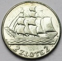 2 zł złote 1936 Żaglowiec Żaglówka Statek ŁADNA