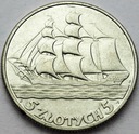 5 zł złotych 1936 Żaglowiec Żaglówka Statek ŁADNA