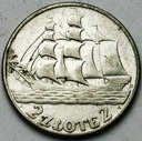 2 zł złote 1936 Żaglowiec Żaglówka Statek SREBRO