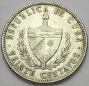 Kuba 20 Centavos 1949 SREBRO