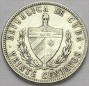 Kuba 20 Centavos 1949 SREBRO