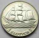 5 zł złotych 1936 Żaglowiec Żaglówka Statek SREBRO