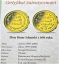 Dinar Islamski z 696 r., SREBRO, plat.AU