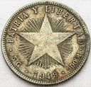 Kuba 20 Centavos 1949 SREBRO