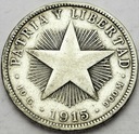 Kuba 40 Centavos 1915 SREBRO