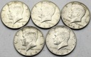 LOT 5 x 1/2 Dolara 1964 Kennedy INWESTYCJA SREBRO