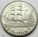 5 zł złotych 1936 Żaglowiec Żaglówka Statek SREBRO