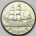 2 zł złote 1936 Żaglowiec Żaglówka Statek SREBRO