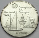 Kanada 5 Dolarów 1973 Montreal Żaglówki SREBRO