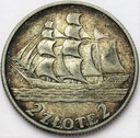 2 zł złote 1936 Żaglowiec Żaglówka Statek SREBRO