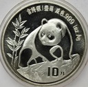 Chiny 10 Juanów 1990 Srebrna Panda SREBRO UNCJA